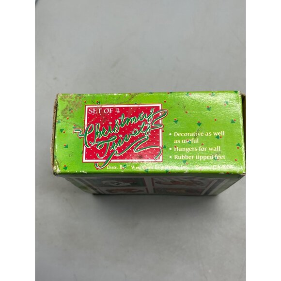 set of 4 Christmas trivets decorative wall hanging rubber feet bears cat READ - Picture 7 of 14